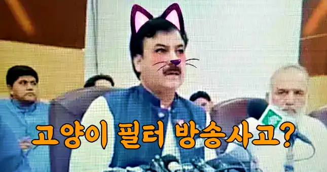 파키스탄 정치인의 고양이 얼굴 기자회견